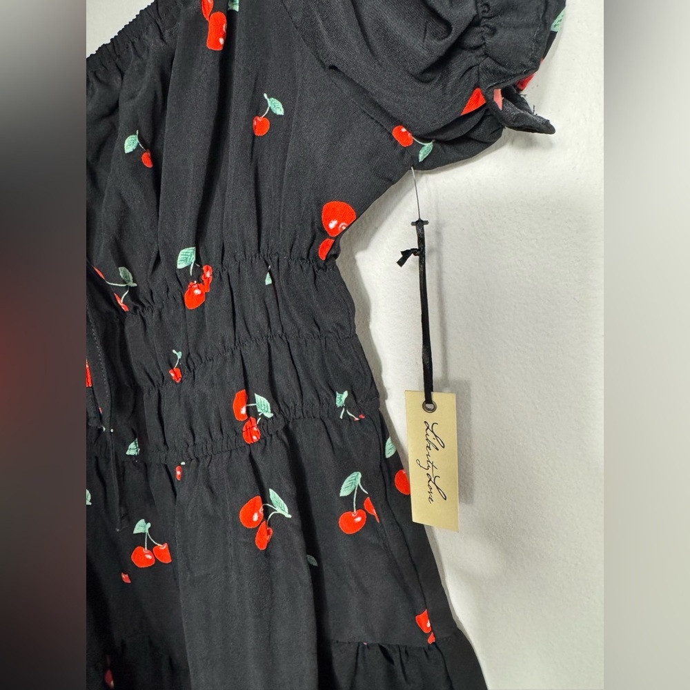 Black Cherry Print SunDress Mini Dress NWT - Picture 7 of 11